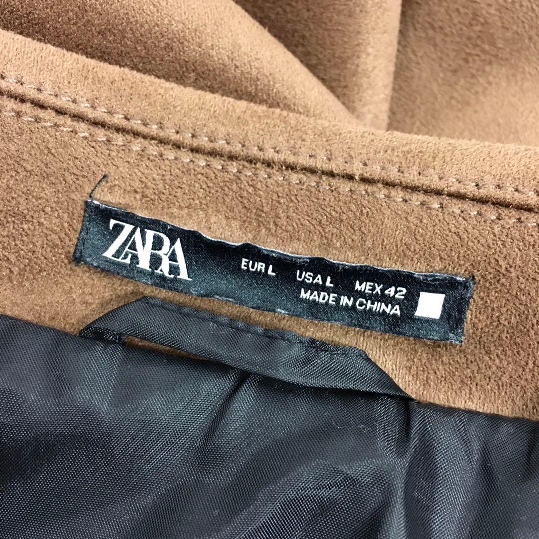 ZARA ザラ フェイクスエード トラッカージャケット ブラウン Lサイズ