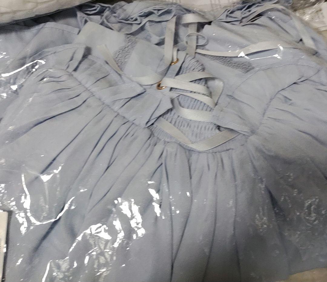 Chalmiere レースアップフリルスカート サックス