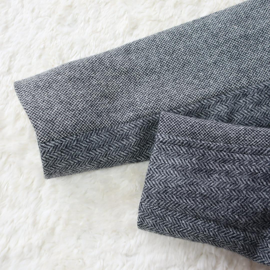 ポールスミス ロングコート バイカラー ヘリンボーン ウール グレー 黒 38