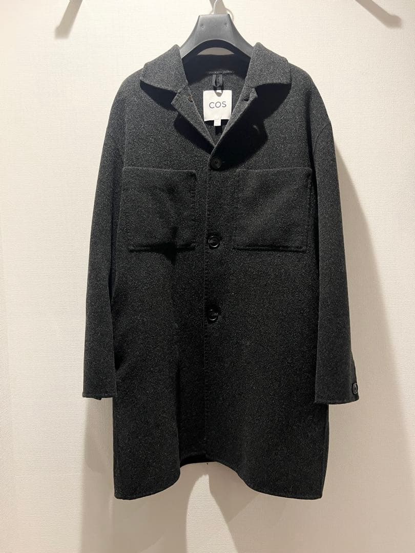 COS オーバーサイズ キャンプカラー コート ダークグレー