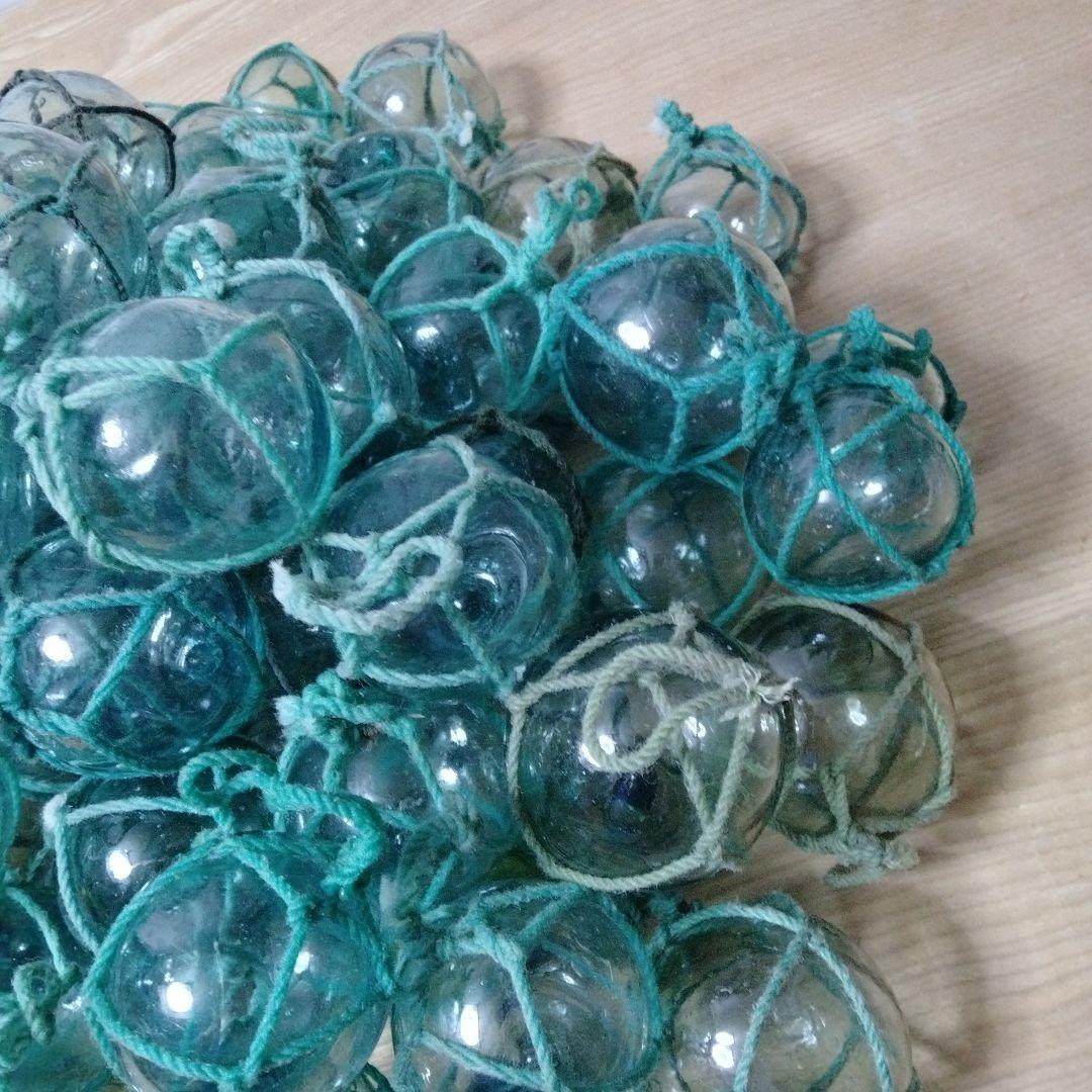 ガラス浮球　浮き玉　ガラス玉　漁具　 １０１個セット　網紐付き