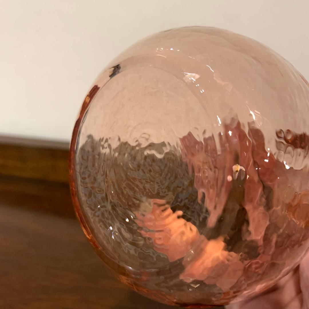 吹きガラス レトロガラス アンティークガラス ピンクガラス 花瓶 ハンドル付き