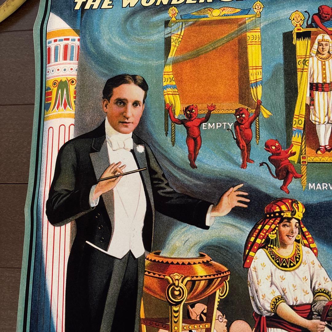 3ビンテージ　アンティーク　マジシャン　奇術　デビル　悪魔　アラビアン　ポスター