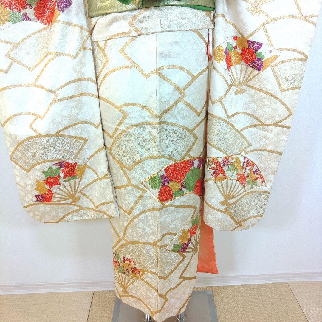格安！　振袖フルセット　9点　成人式　結婚式　前撮り　白　ホワイト　袋帯　黄緑