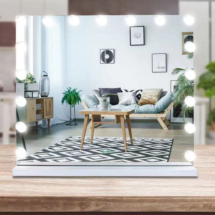 女優ミラー 人気 LED ハリウッドミラー 電球風　ホワイト　50*60cm