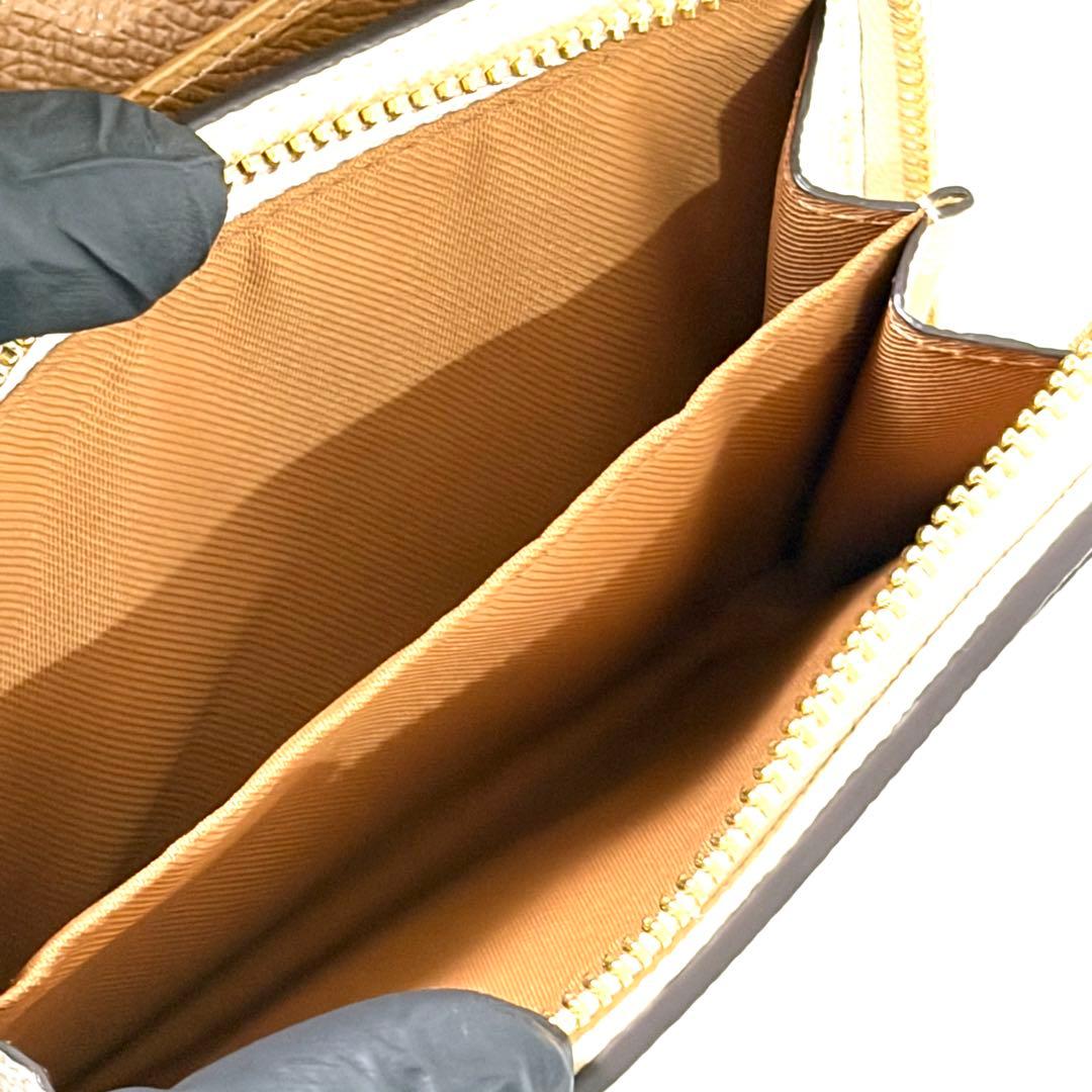 【未使用】COACH コーチ 二つ折り財布 レザー ブラウン マルチカラー