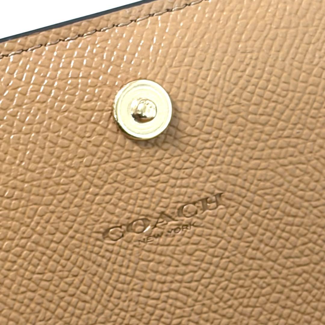 【未使用】COACH コーチ 二つ折り財布 レザー ブラウン マルチカラー