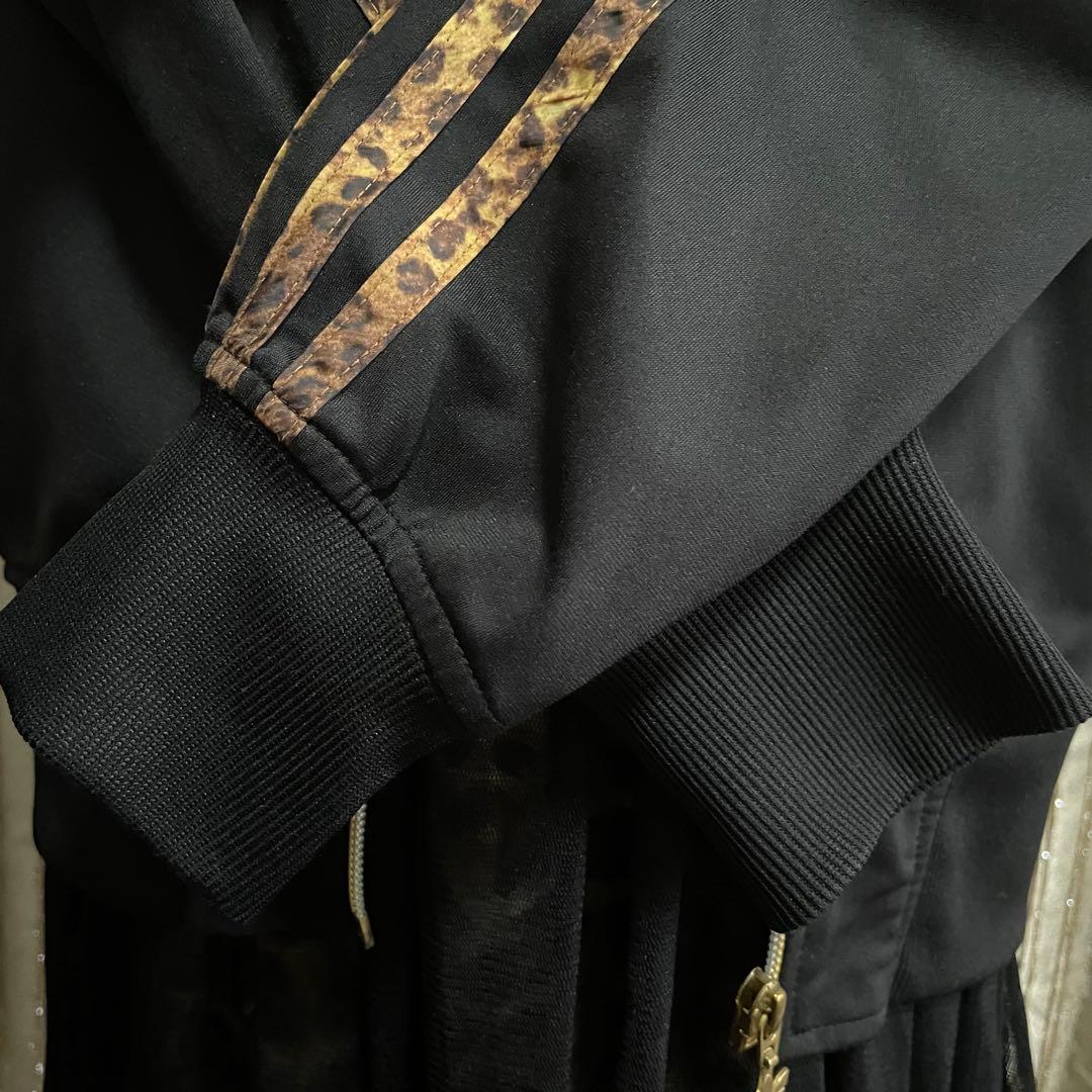 adidas 豹柄3本ライン トラックジャケット ロゴ金刺繍 フェアリーグランジ