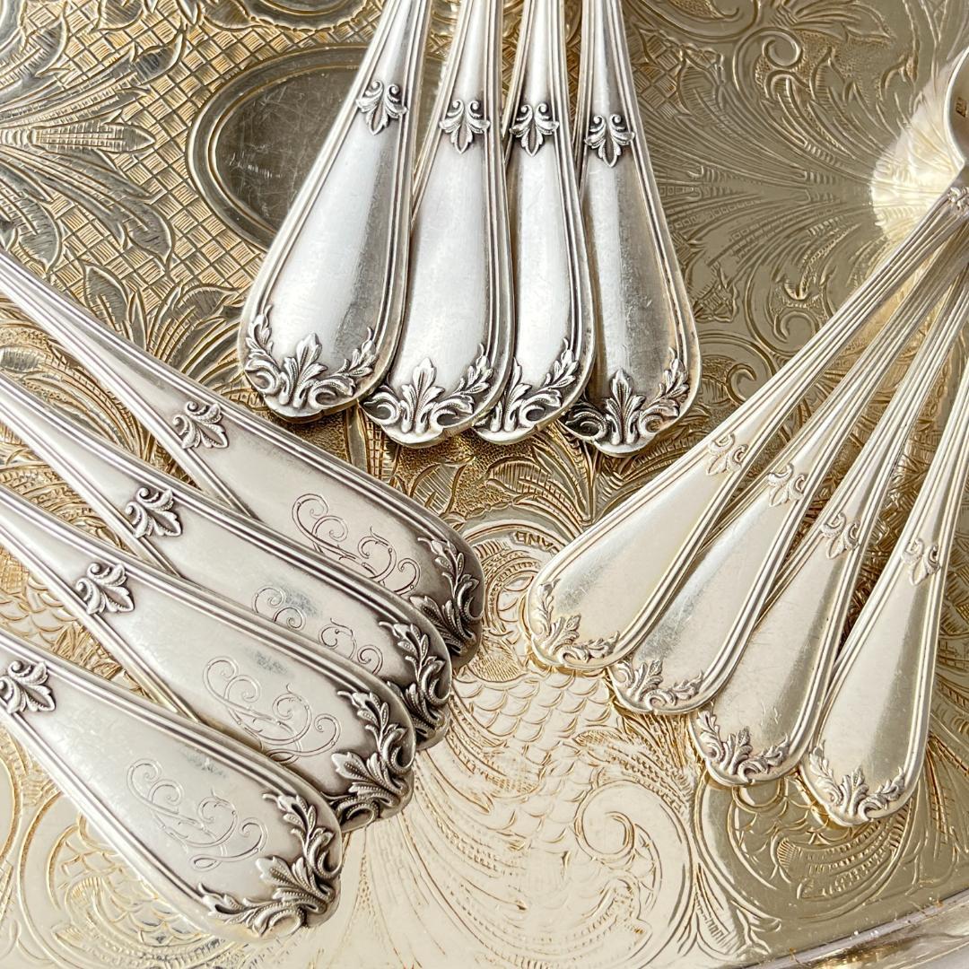 【仏蘭西】 デザートセット 12本【シルバープレート】Louis XV