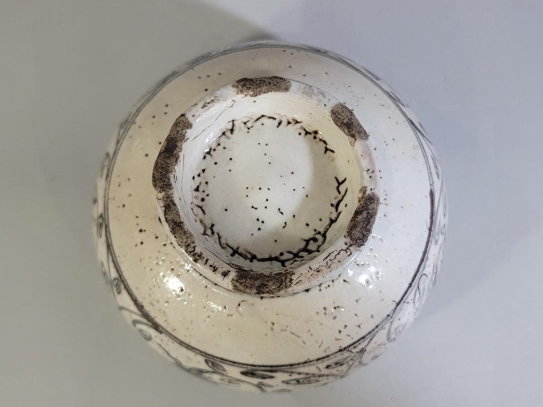 茶道具 元賓焼 纏枝蓮花紋 茶碗 古美術 DT416