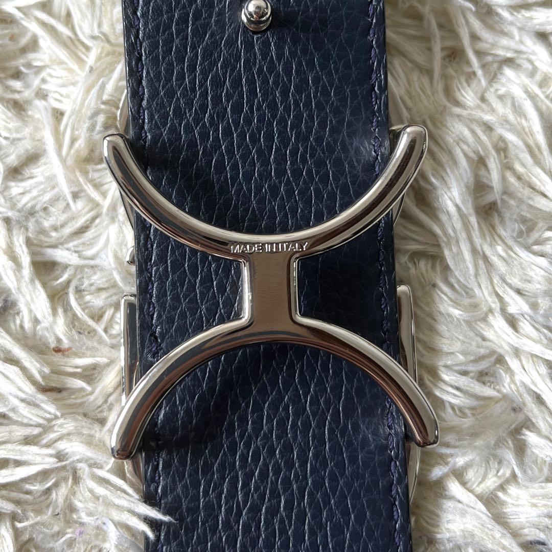 ディオール　ベルト　CDロゴ　リバーシブル　レザー　ブラック　紺色　イタリア製