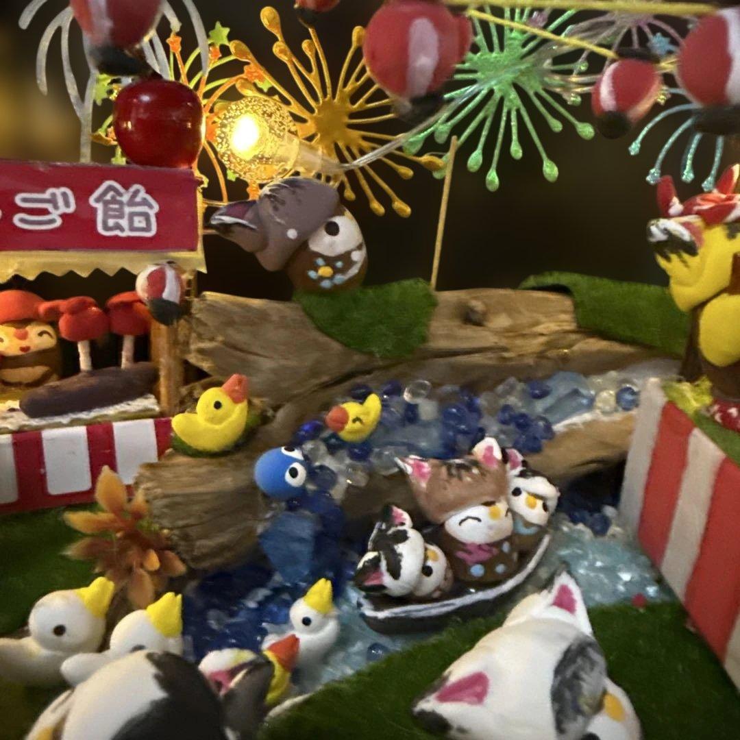 どんぐりアート♡2025年度夏　猫帽子　花火BIGオブジェ♡