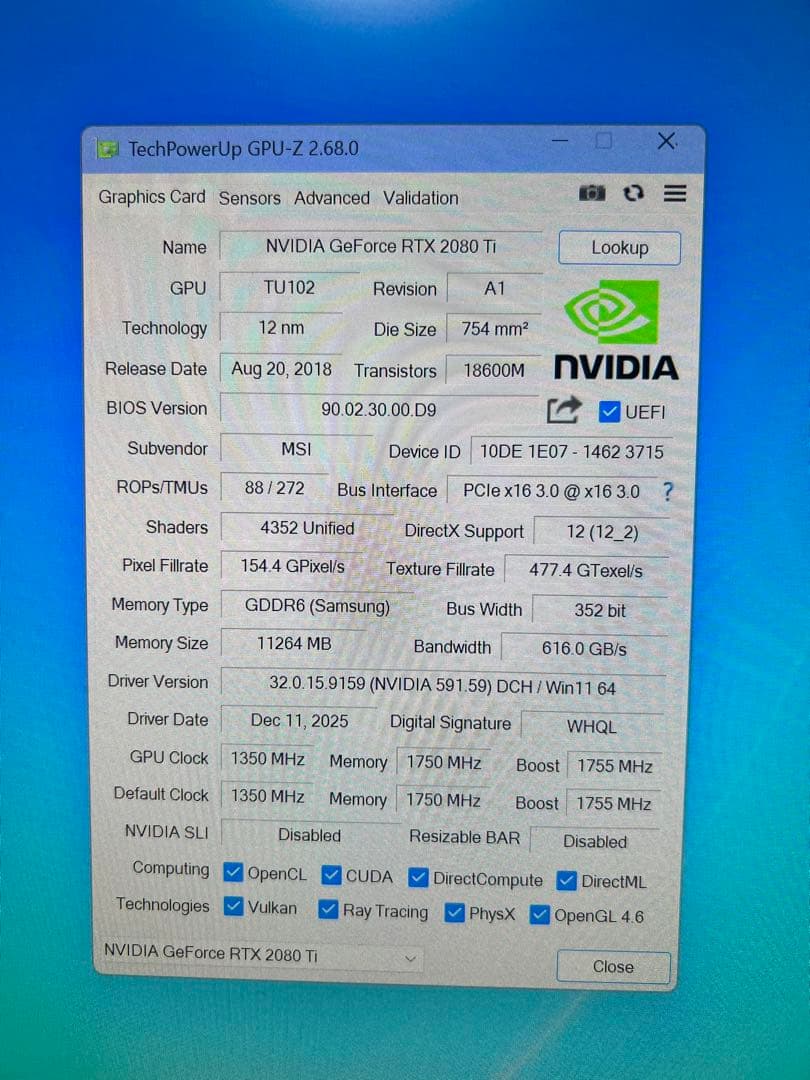 グラフィックボード・グラボ・ビデオカード MSI GeForce RTX 2080 Ti Gaming X Trio