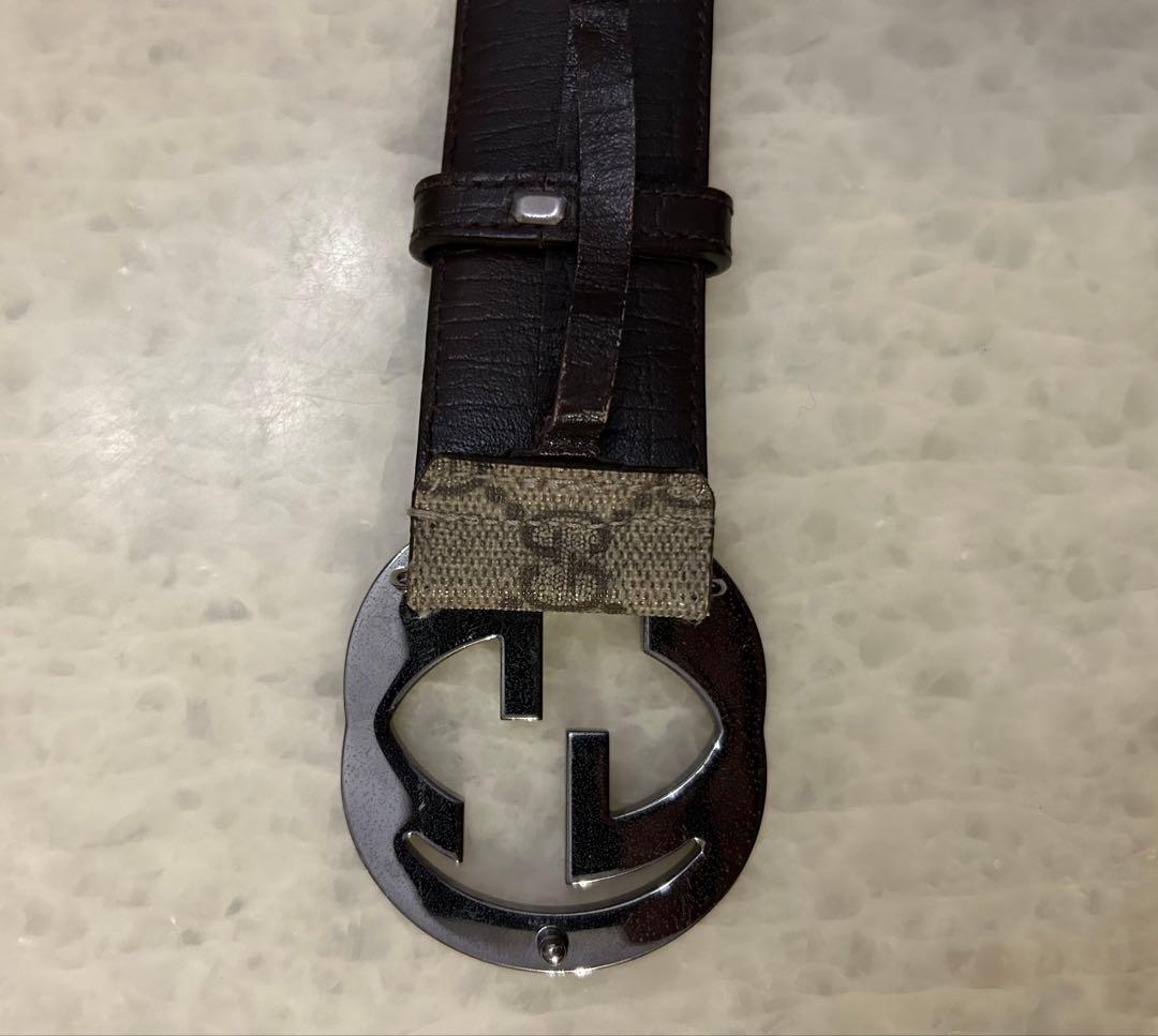 【GUCCI】グッチ GGロゴバックルベルト GG柄　ブラウン