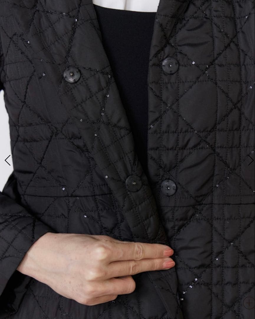 幾何学キルティングフーディコート　M Maglie le cassetto