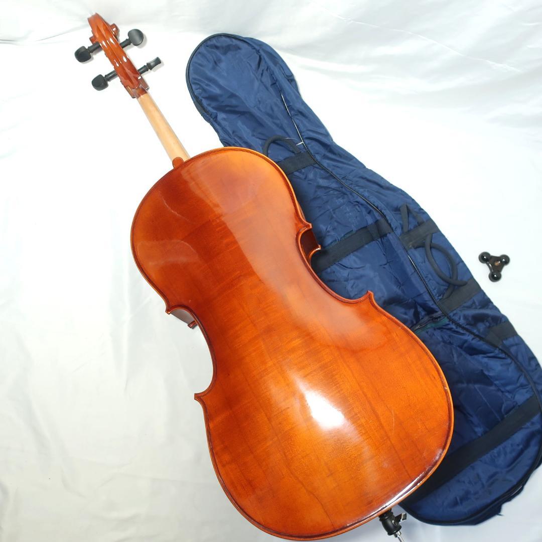 チェロ ケース付 4/4サイズ 全長約125cm トップ単板 ひび割れあり