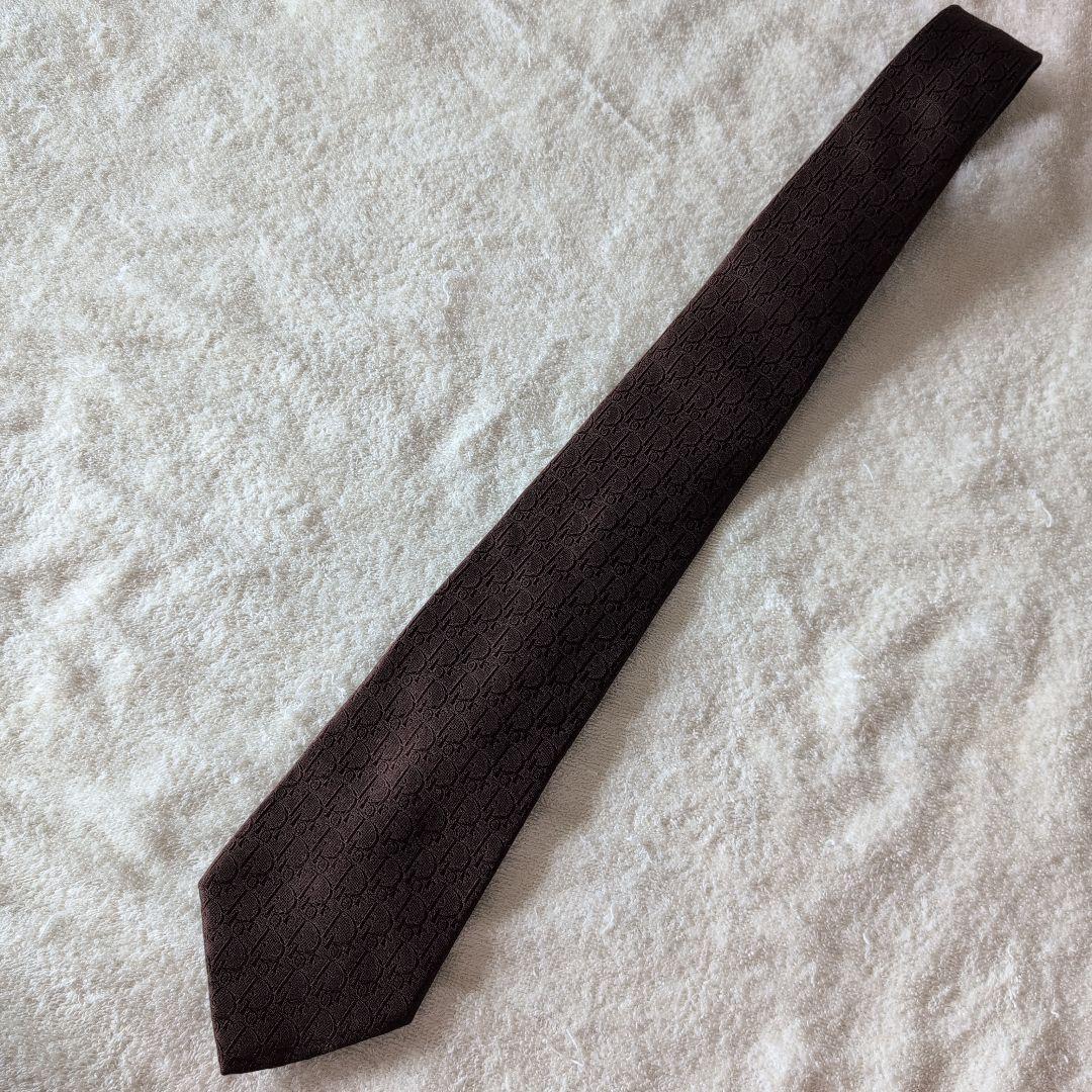 ★綺麗★　クリスチャンディオール　ネクタイ　総柄　ブラウン　ビジネス　トロッター