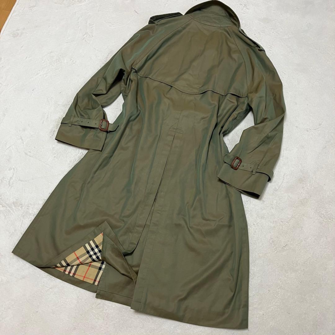 バーバリー　トレンチコート　玉蟲色　裏ノバチェック総柄　ユニセックス　メンズL