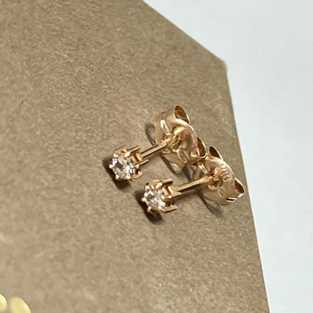 COCOSHNIK K10YG ダイヤモンド6本爪ピアス｜※キャッチ難あり
