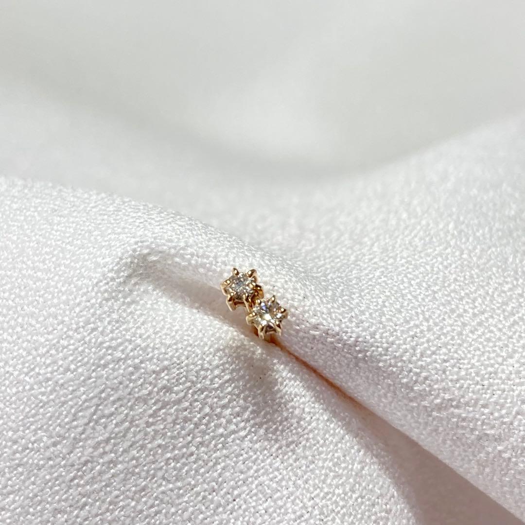 COCOSHNIK K10YG ダイヤモンド6本爪ピアス｜※キャッチ難あり