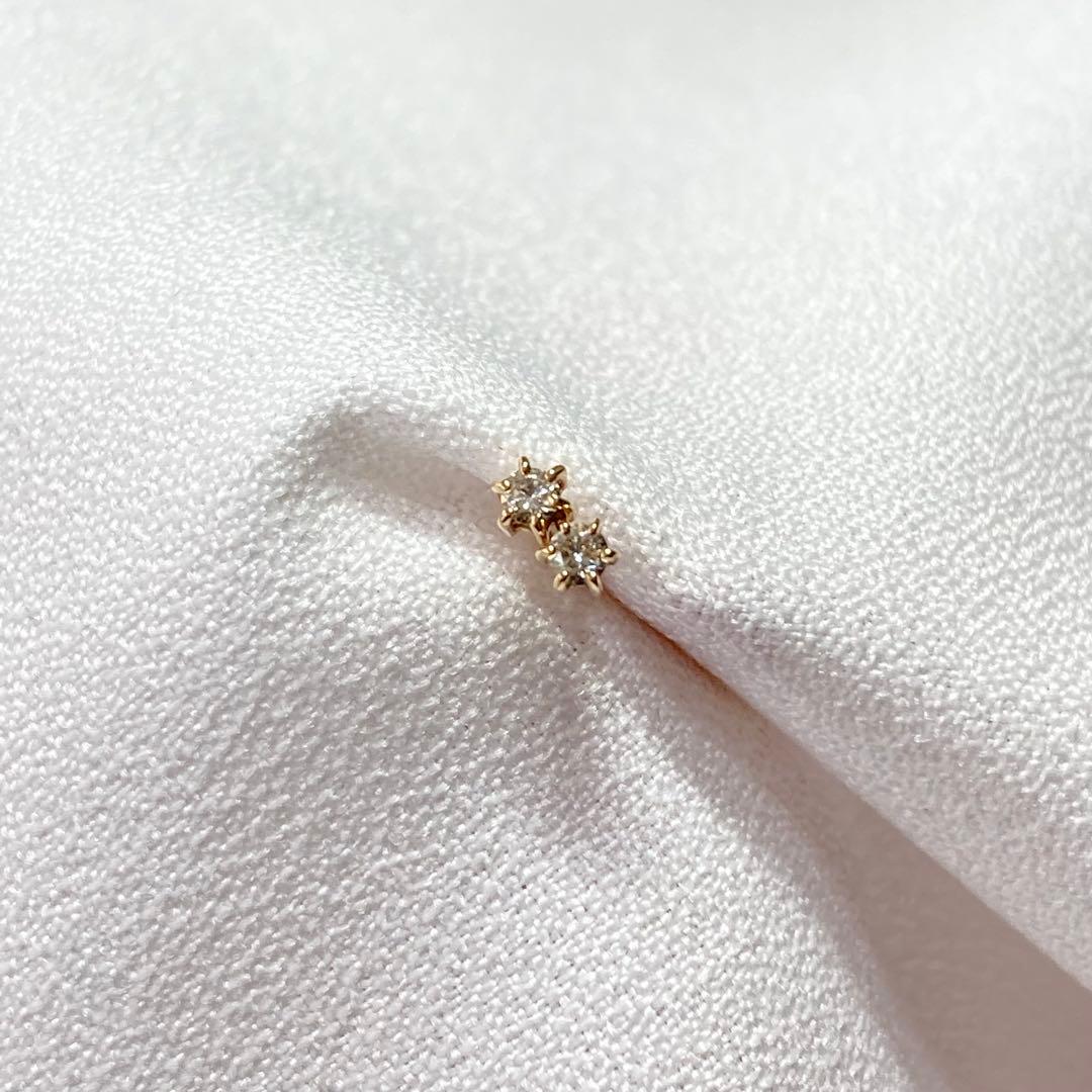 COCOSHNIK K10YG ダイヤモンド6本爪ピアス｜※キャッチ難あり