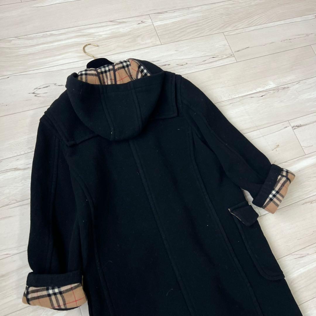 バーバリーズブルーレーベル　ロングダッフルコート　ノバチェック　ダブルフェイス
