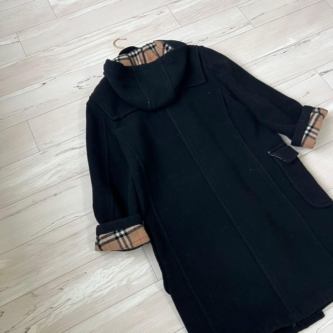 バーバリーズブルーレーベル　ロングダッフルコート　ノバチェック　ダブルフェイス