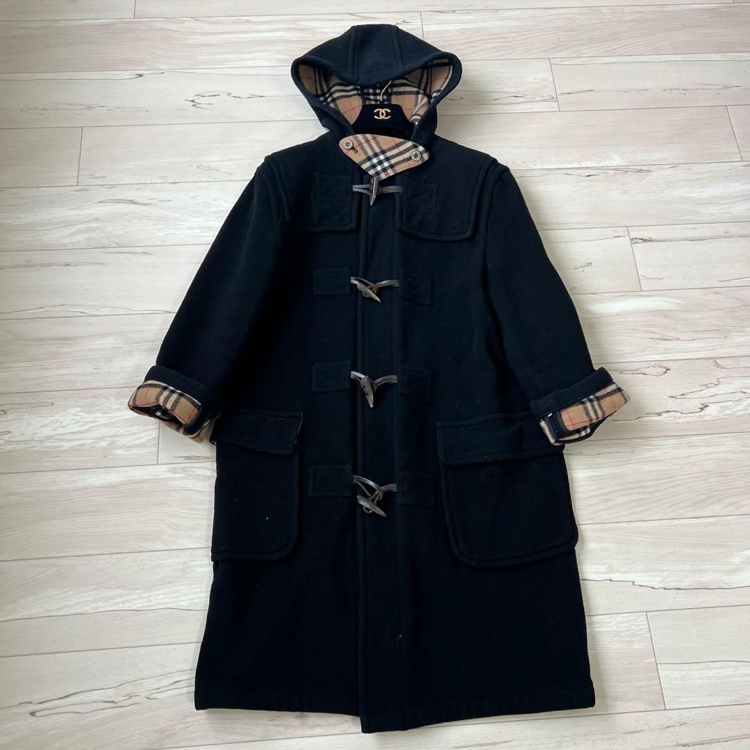 バーバリーズブルーレーベル　ロングダッフルコート　ノバチェック　ダブルフェイス