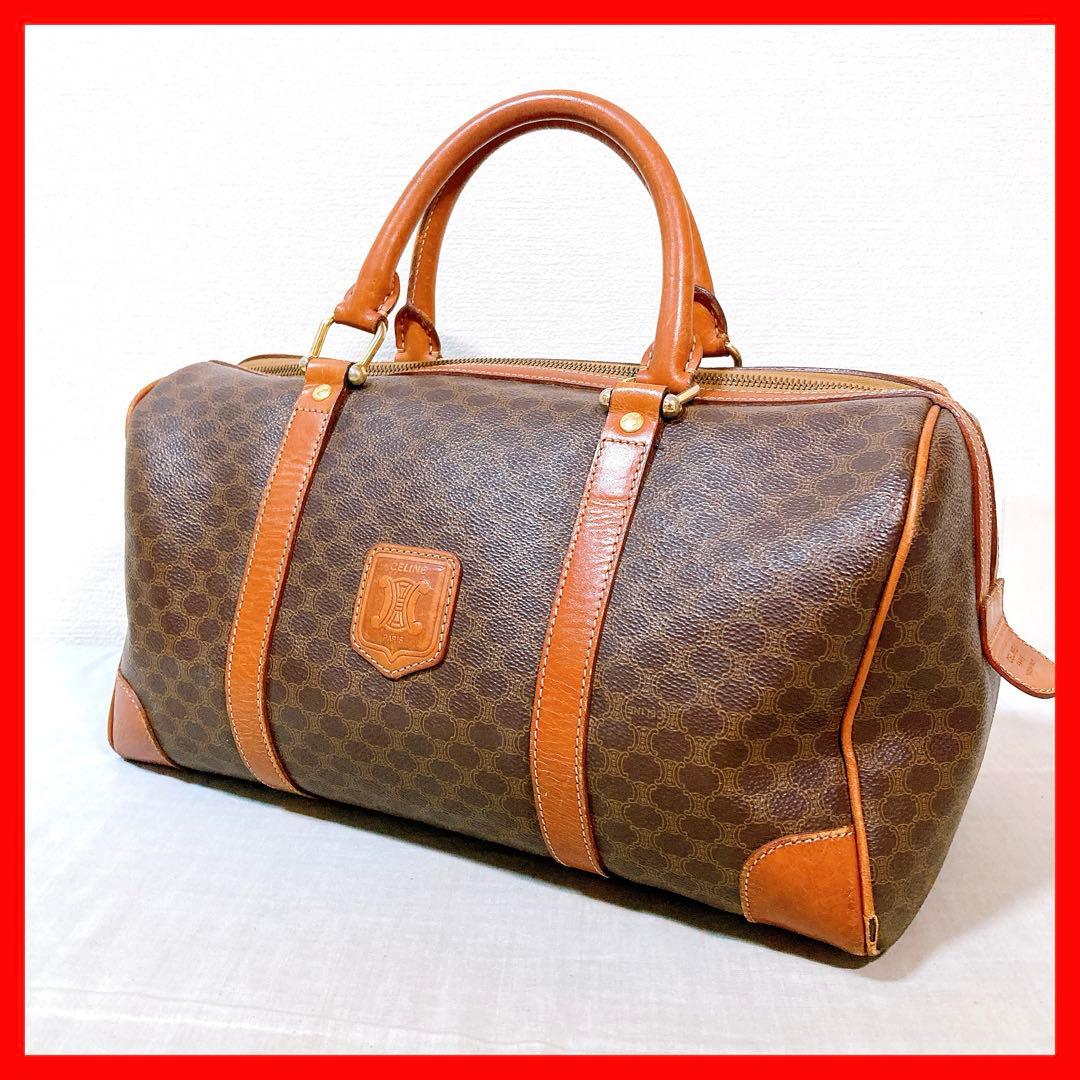 809 セリーヌ　マカダム　ボストンバッグ　ハンドバッグ　ブラウン