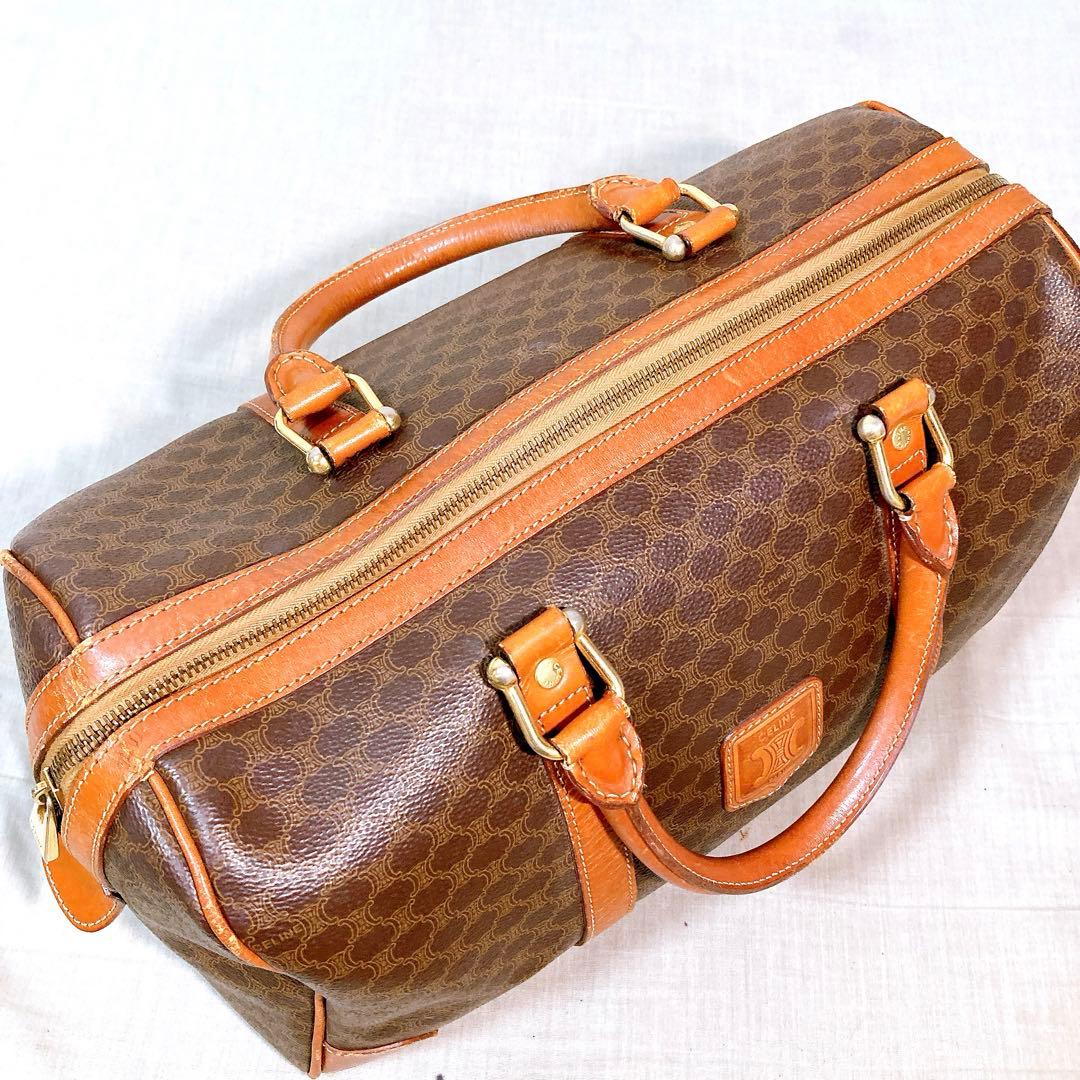 809 セリーヌ　マカダム　ボストンバッグ　ハンドバッグ　ブラウン