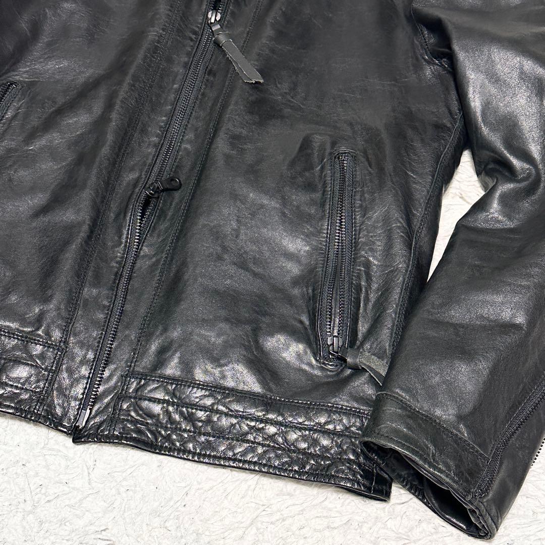 ナノユニバース　キルティング シングルライダース　ラムレザー ジャケット S
