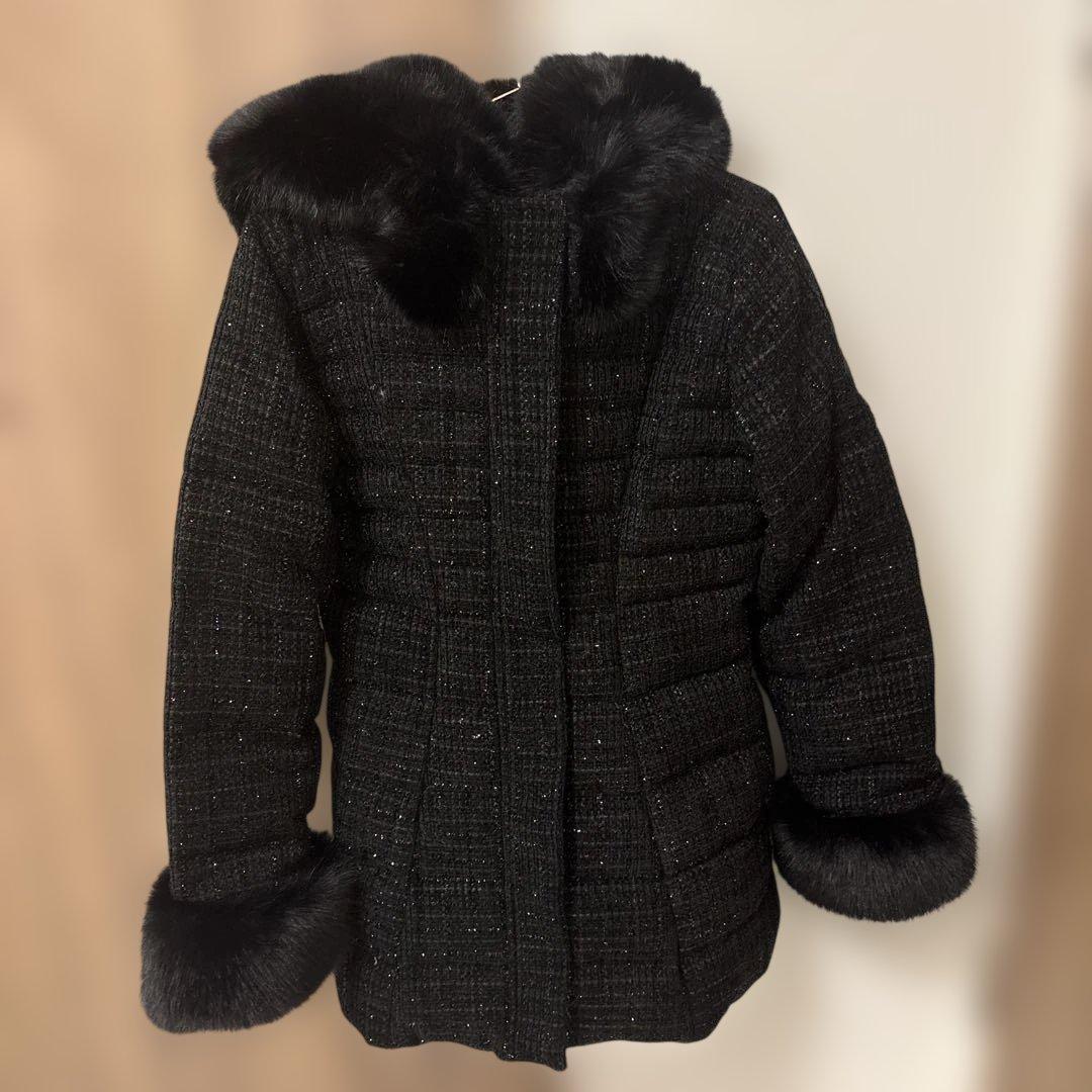 darich ダーリッチ　レディミディツイードダウンコート　ブラック