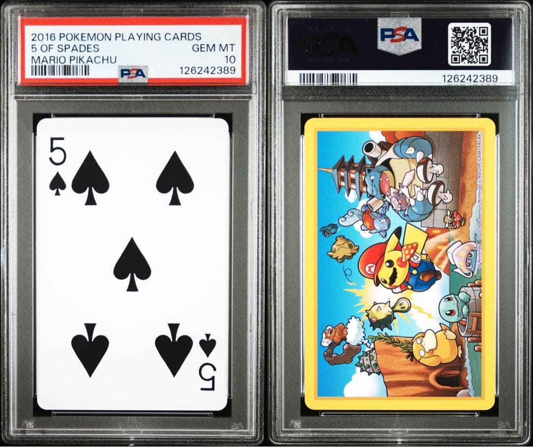 【PSA10】ポケモン×任天堂　2016年マリオピカチュウトランプ　♠️5