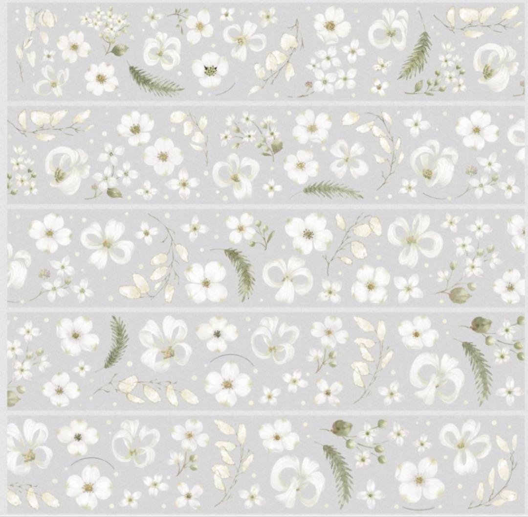 贝壳光 白奈 5cm×6m 海外マスキングテープ　花