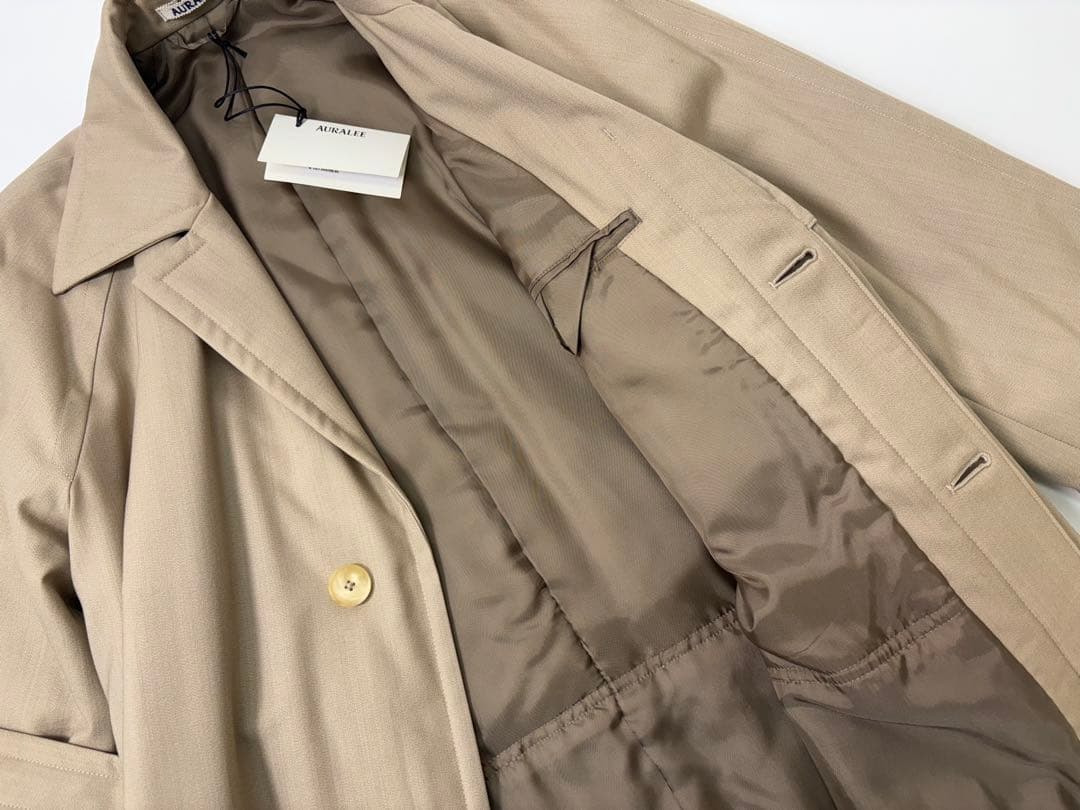 オーラリー／トロピカルウール中綿チェスターフィールドコート新品未使用