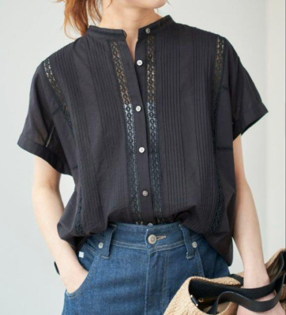 未使用タグ付き　ケミカルレースフレンチブラウス