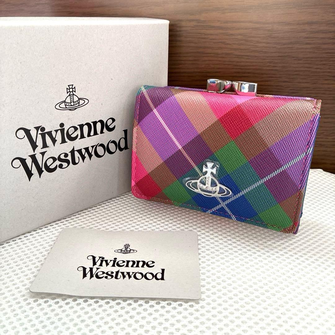 新品　ヴィヴィアンウエストウッド　ガマ口折財布　チェック　ORB