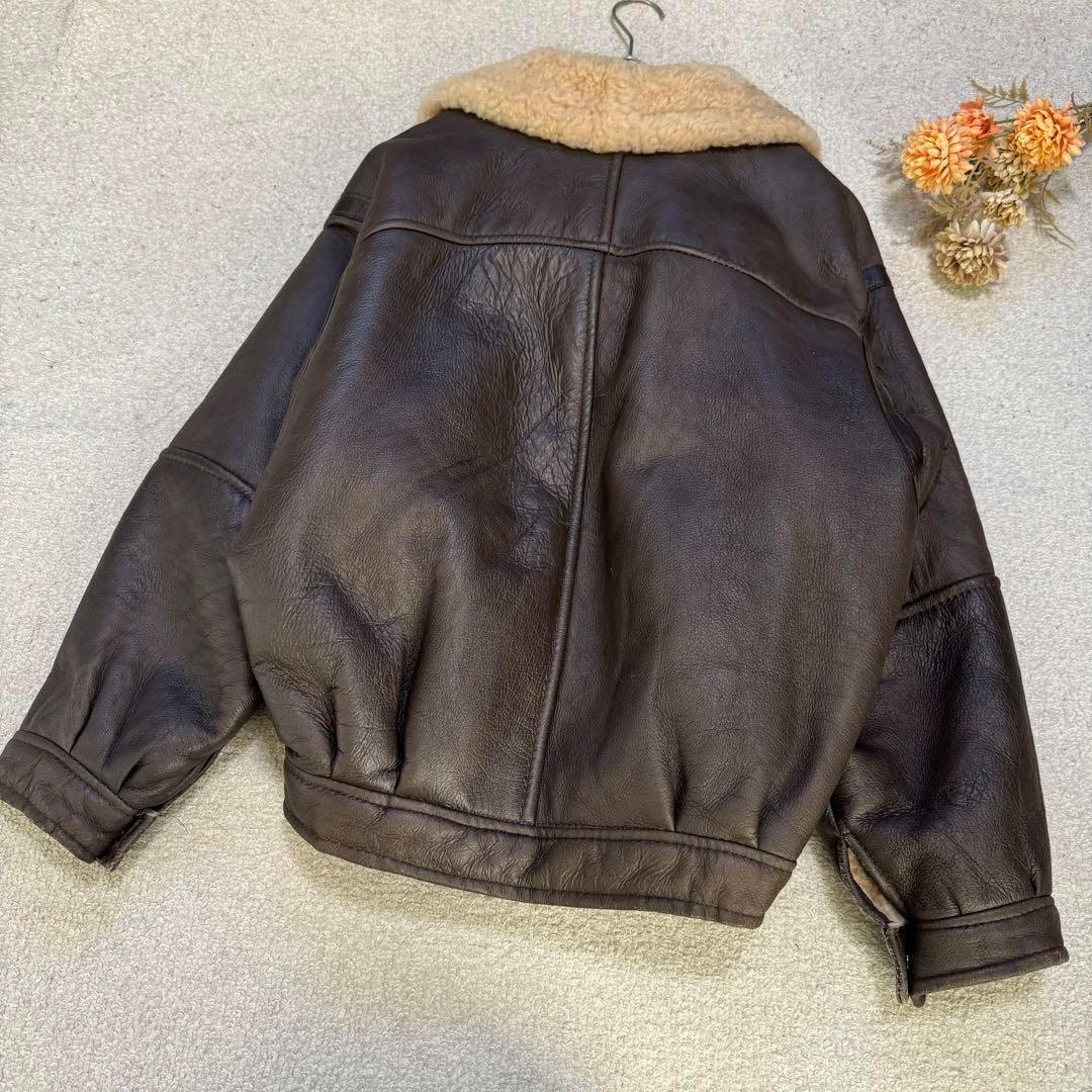 【Lakeland】本革シープスキン　内面ボア　ライダースジャケット　ブラウンS