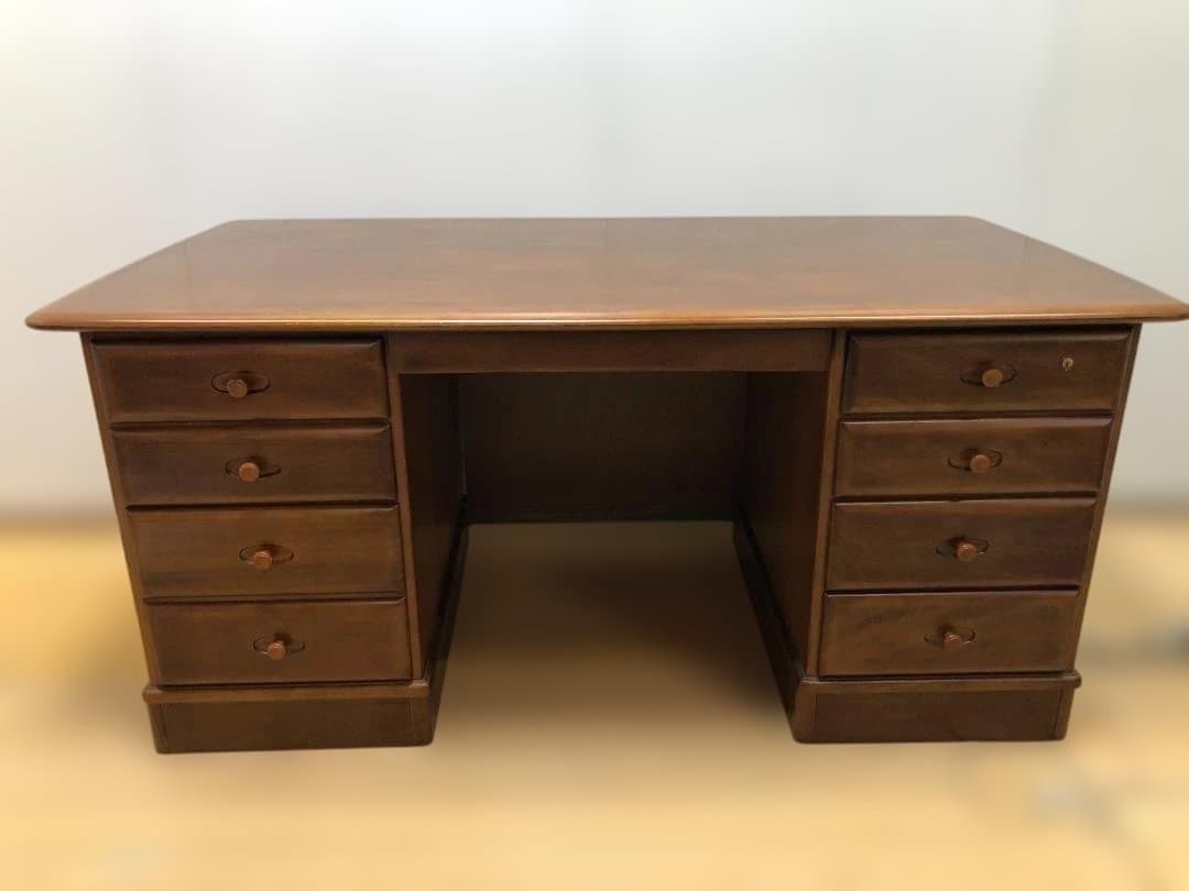 送料無料 カリモク 両袖机 デスク 高級 書斎机 重厚 天然木 251126