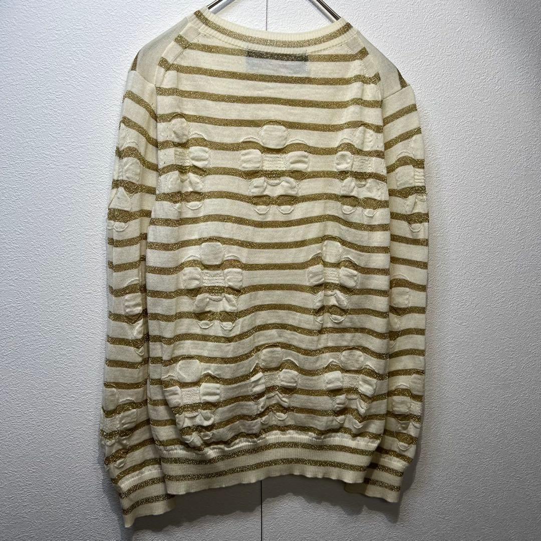希少 美品 13年製 トリココムデギャルソン ラメ 花柄 縮絨 ボーダー ニット
