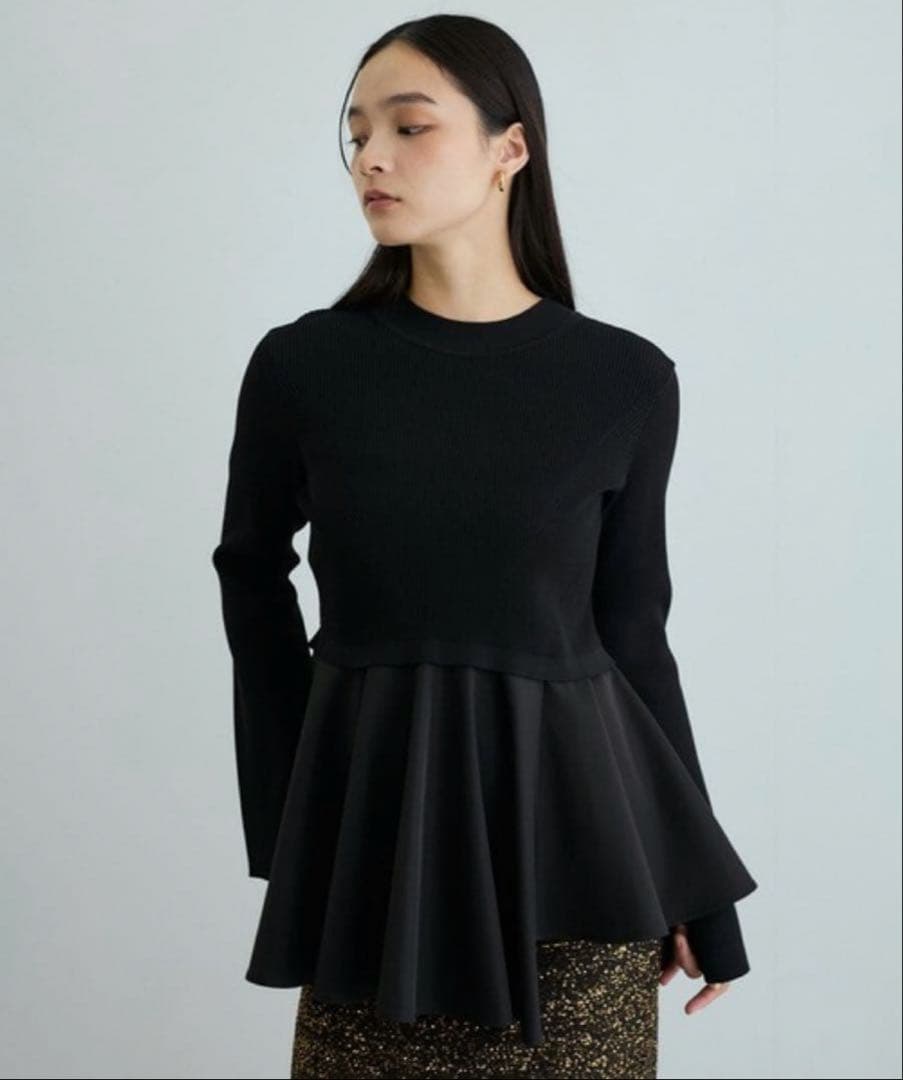 ADAM ET ROPE' ペプラムコンビニットプルオーバー