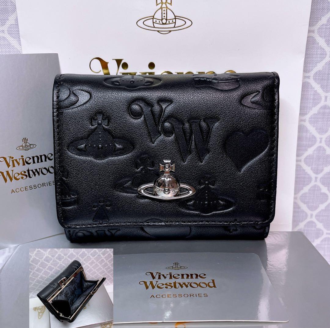 【新作✩内柄も素敵】Vivienne Westwood 三折財布 マット黒