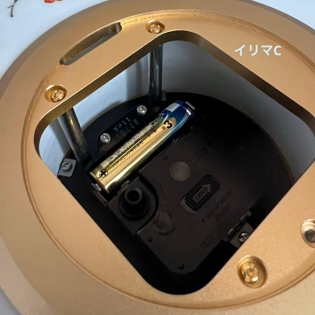 セイコー　置き時計　有田　池田製　SEIKO 花型　色絵花鳥文様　訳あり