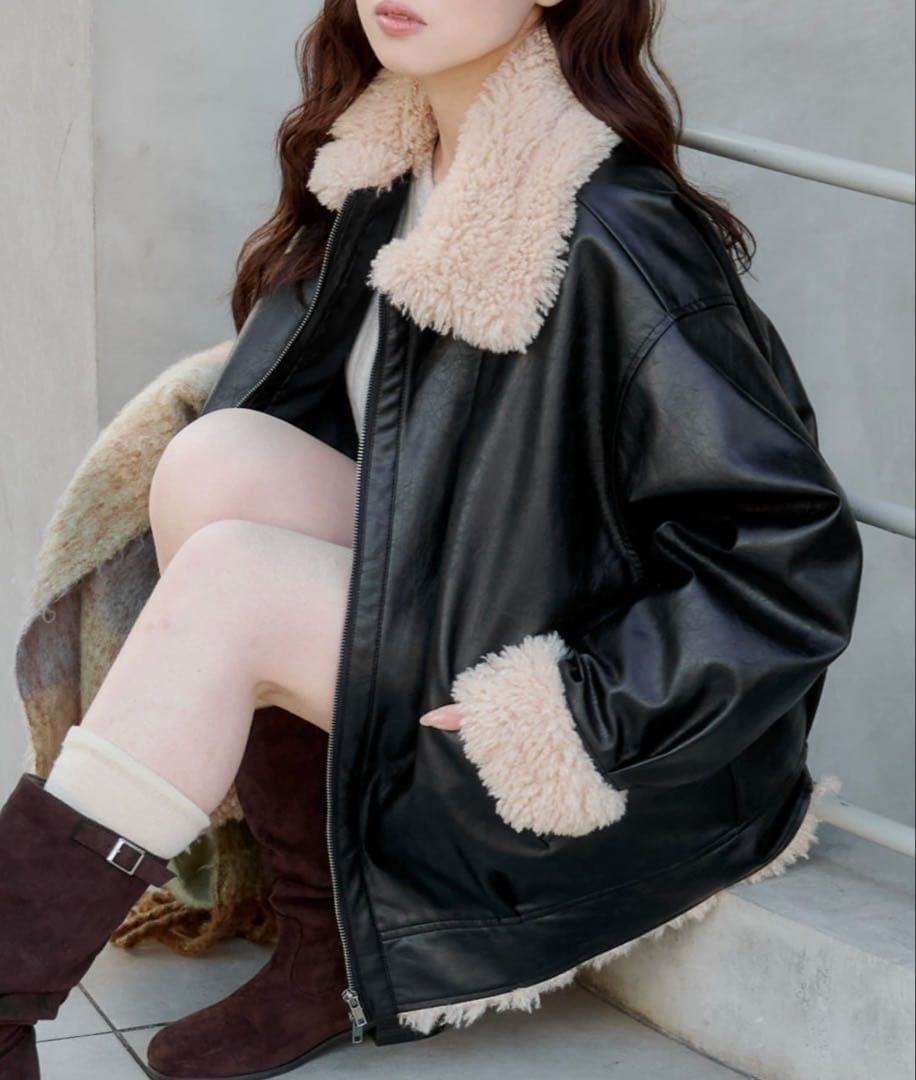 Kastane ボアフライトジャケット