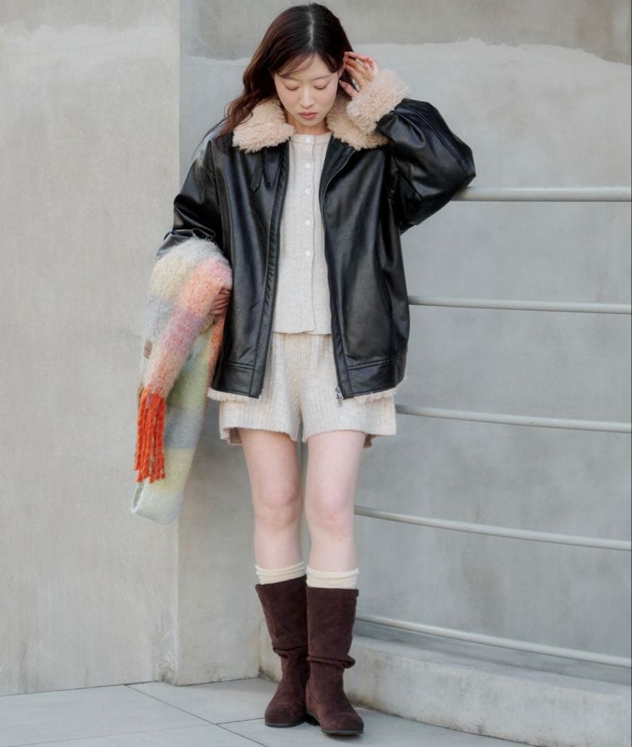 Kastane ボアフライトジャケット