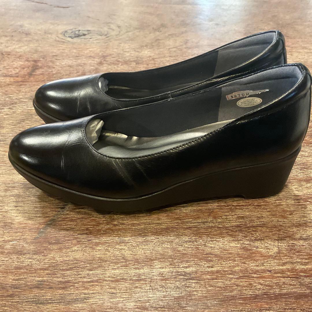 美品 ヒルズアベニュー 23cm ウェーブソール パンプス シューズ ブラック