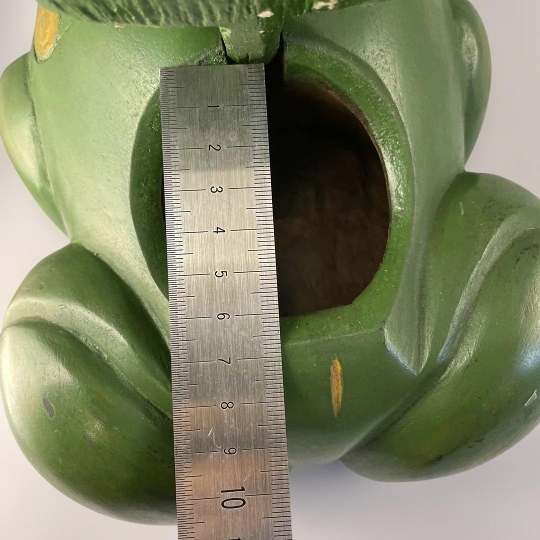 【ヴィンテージ】カエルの木彫り 一木造　小物入れ オブジェ（ハンドメイド）