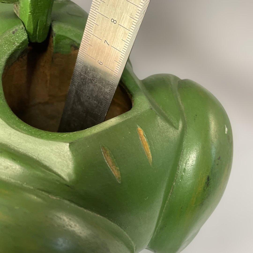 【ヴィンテージ】カエルの木彫り 一木造　小物入れ オブジェ（ハンドメイド）