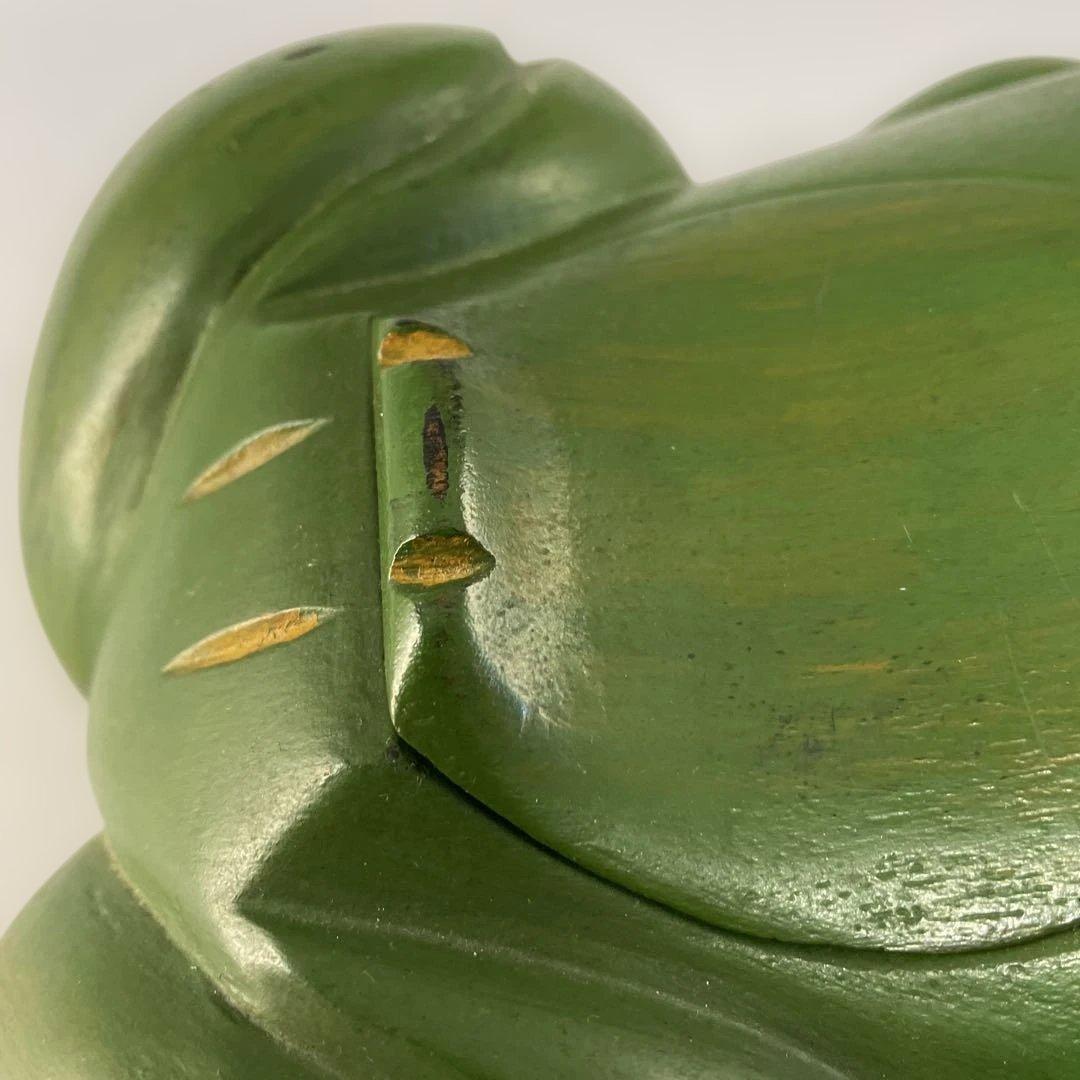 【ヴィンテージ】カエルの木彫り 一木造　小物入れ オブジェ（ハンドメイド）