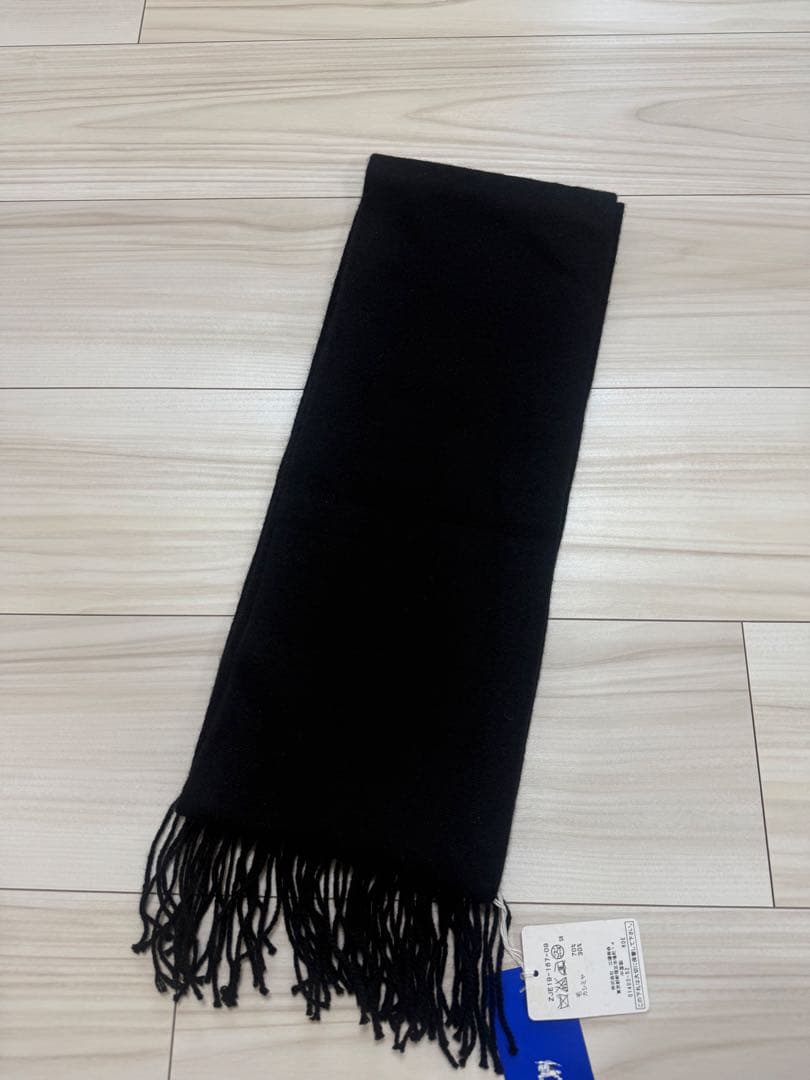 【新品】バーバリー　マフラー　ブラック　ウール70% カシミヤ30%